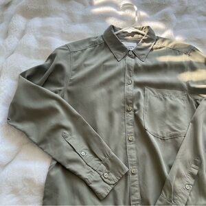 Abercrombie Brushed Light Olive Button-Up Shirt Business Casual